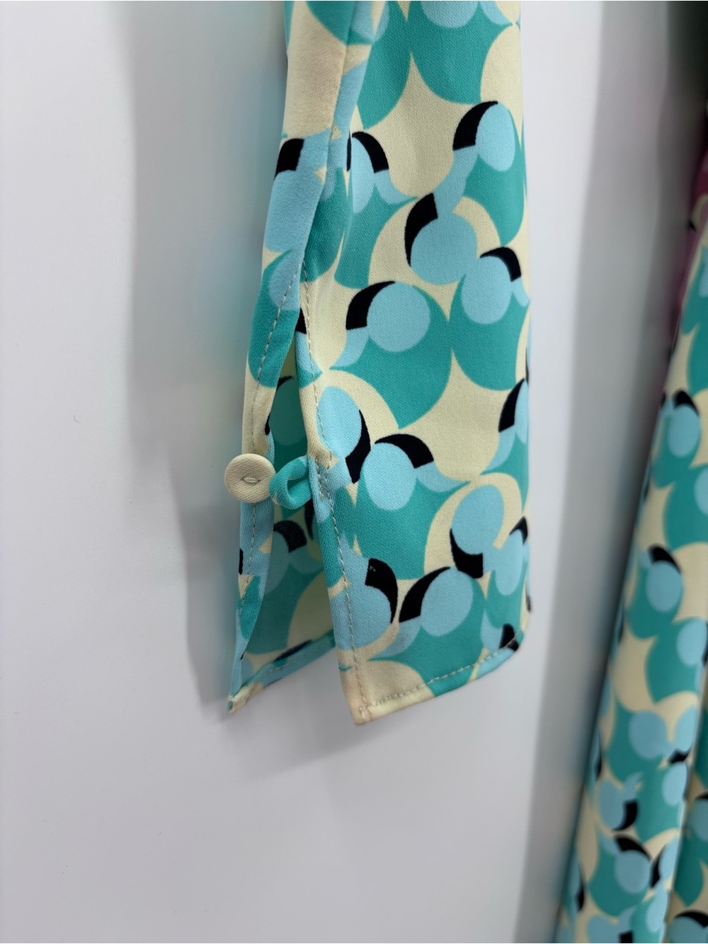 Diane Von Furstenberg Two-Tone Pink & Aqua Wrap Midi Dress - Picture 6 of 11